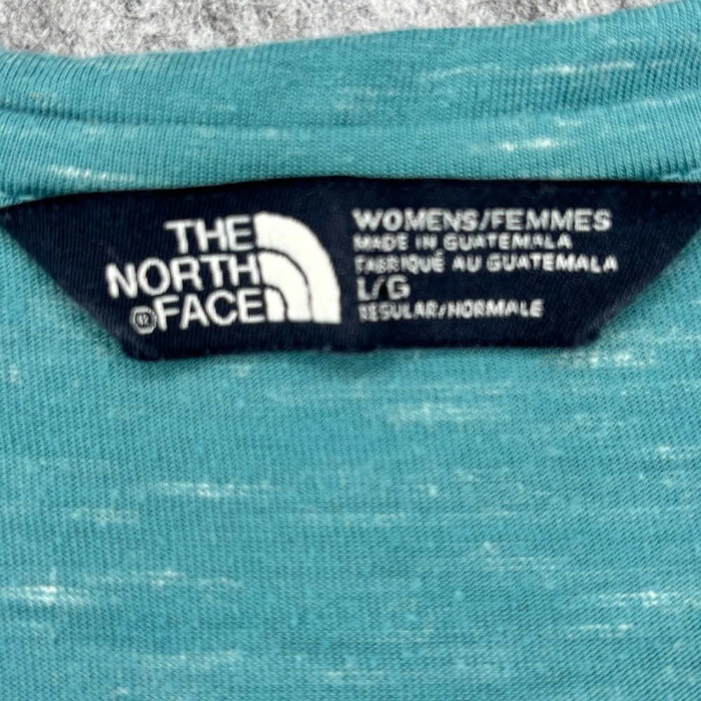 The North Face Womens Teal Space Dye Split V-Neck Tank Top Size L Curved Hem - Picture 4 of 12